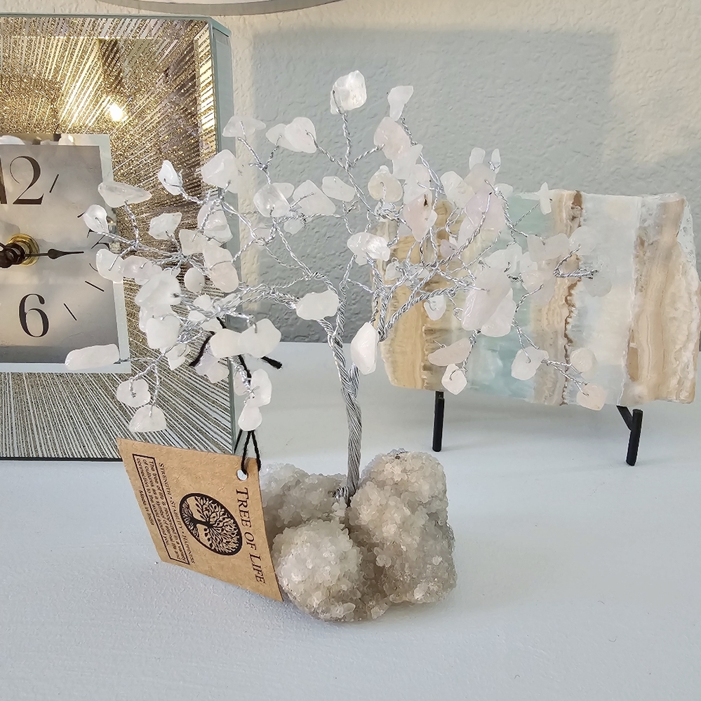 🩷NWT Genuine Rose Qaurtz & White Qaurtz Tree of Life🩷